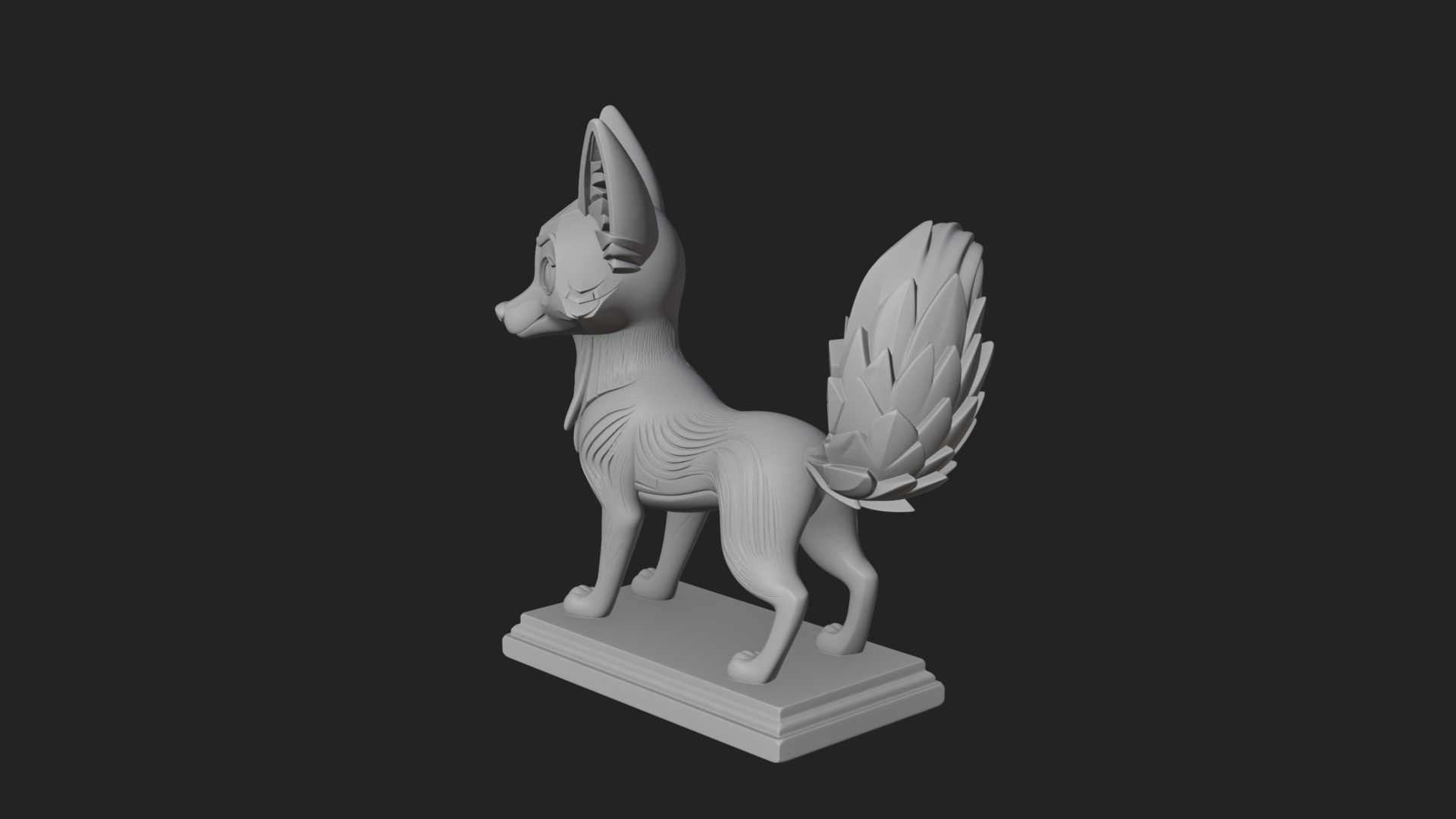 Cute Cartoon Fox Statue Design 3 3D Print Model 3D Model