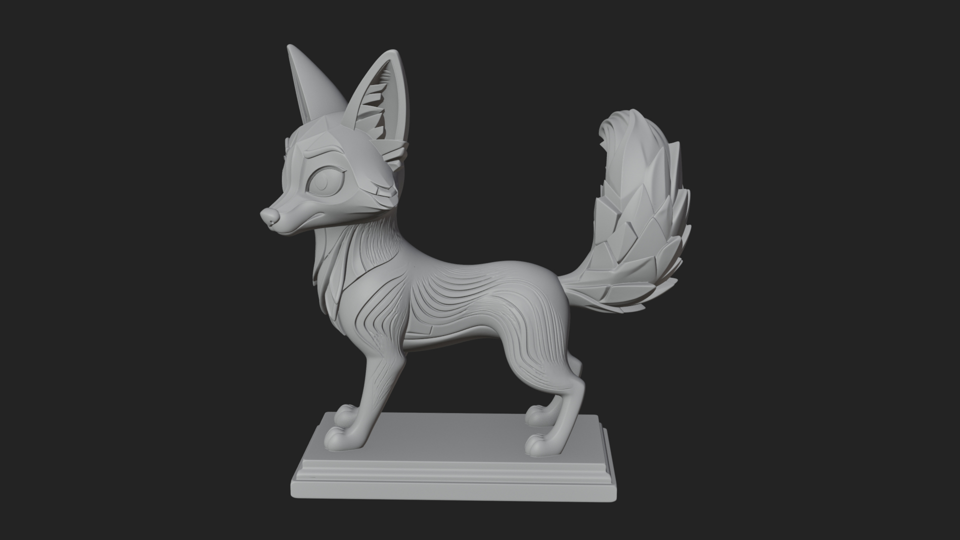 Cute Cartoon Fox Statue Design 3 3D Print Model 3D Model