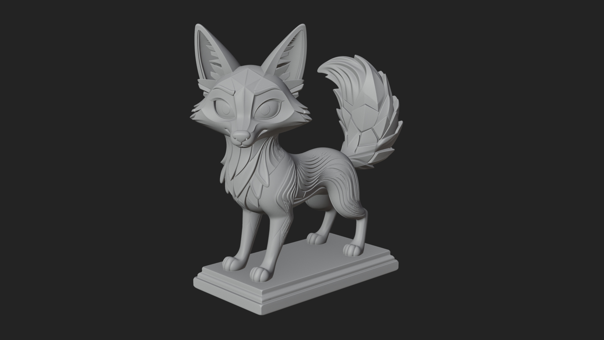 Cute Cartoon Fox Statue Design 3 3D Print Model 3D Model