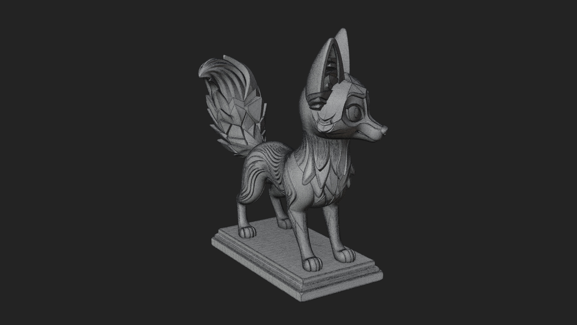 Cute Cartoon Fox Statue Design 3 3D Print Model 3D Model
