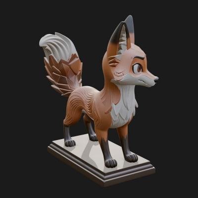 Cute Cartoon Fox Statue Design 3 3D Print Model