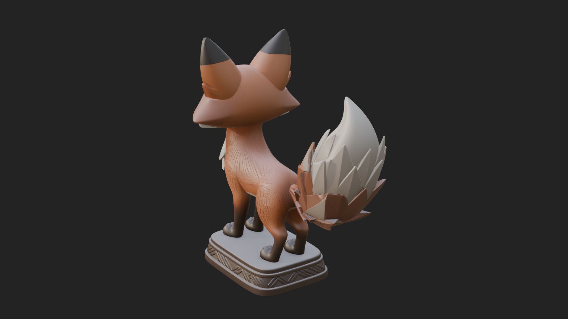 Cute Cartoon Fox Statue Design 4 3D Print Model 3D Model