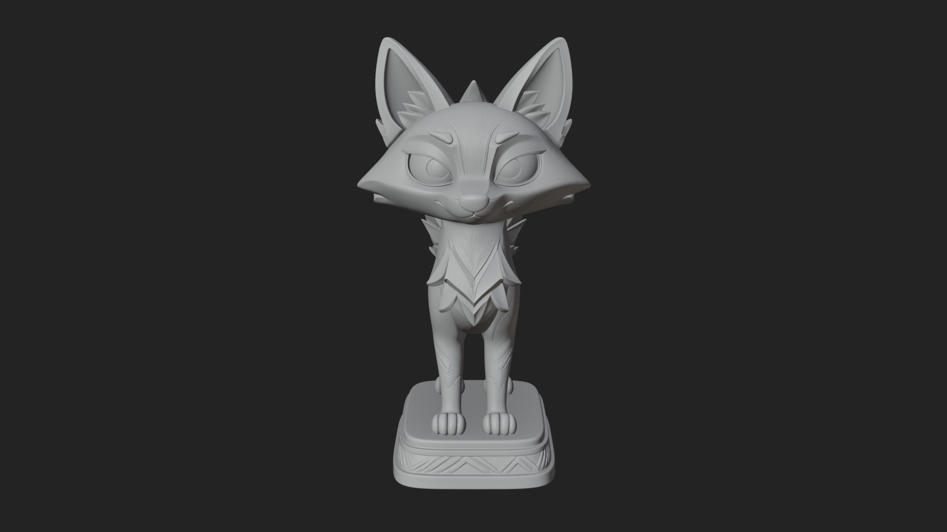 Cute Cartoon Fox Statue Design 4 3D Print Model 3D Model
