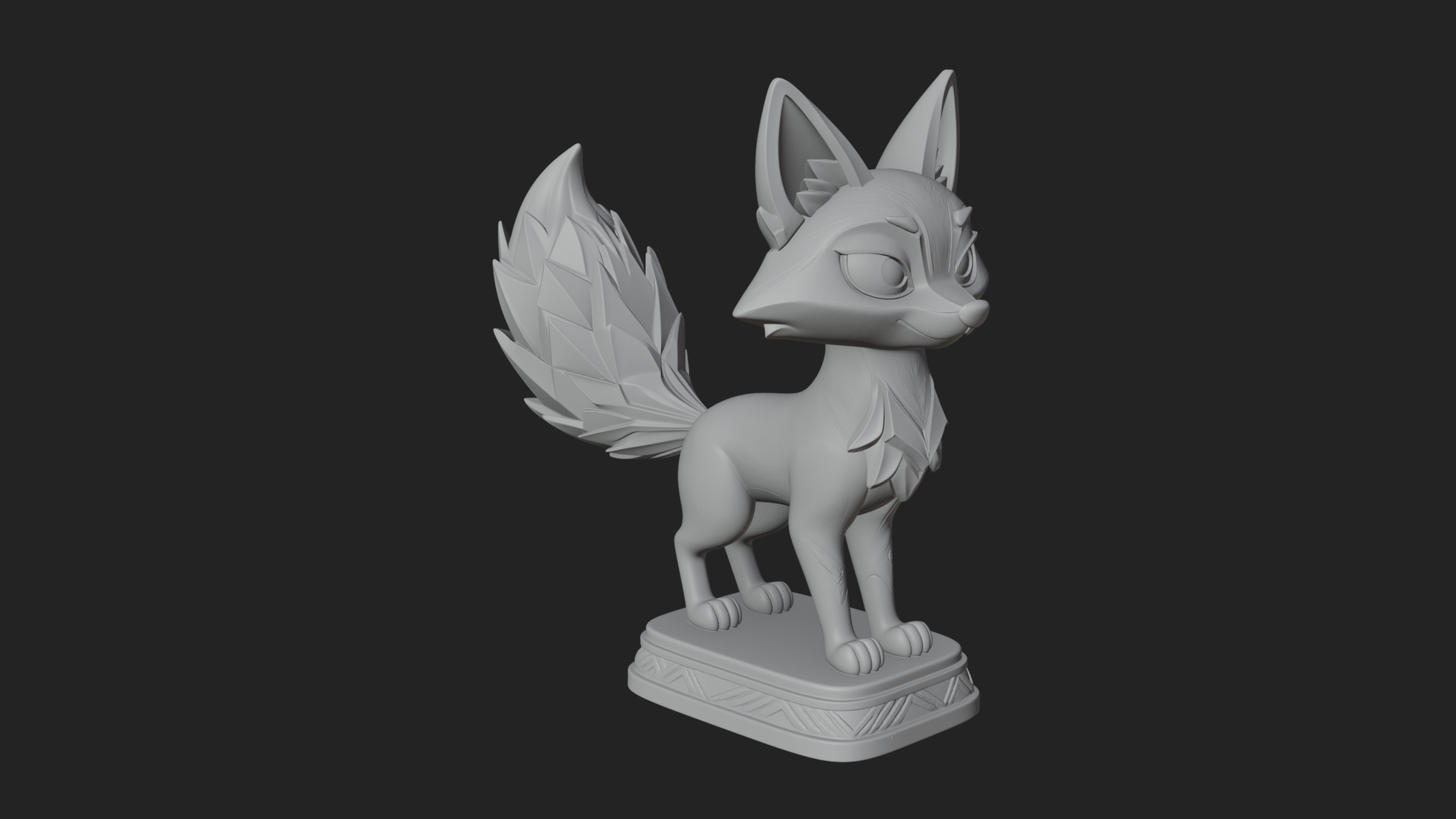 Cute Cartoon Fox Statue Design 4 3D Print Model 3D Model