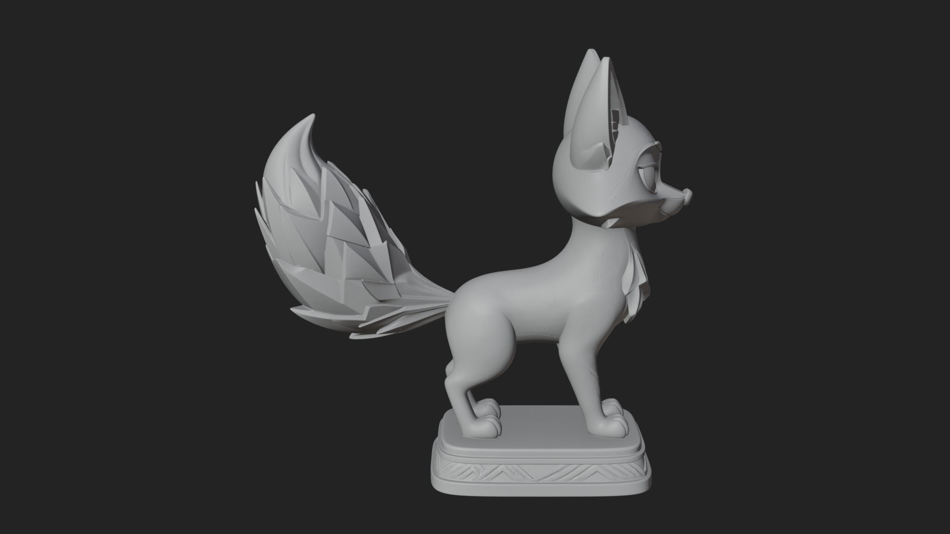 Cute Cartoon Fox Statue Design 4 3D Print Model 3D Model