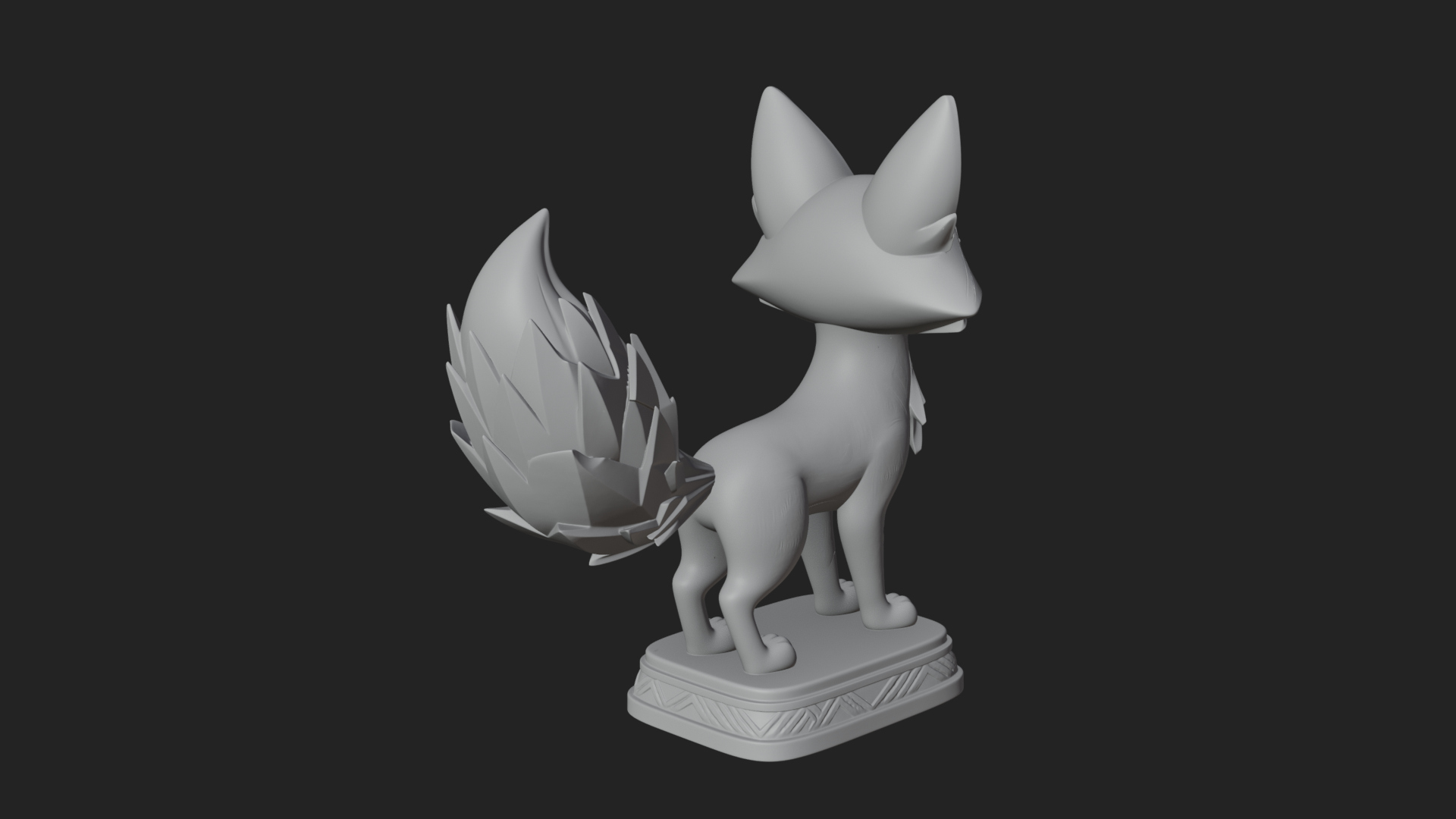 Cute Cartoon Fox Statue Design 4 3D Print Model 3D Model