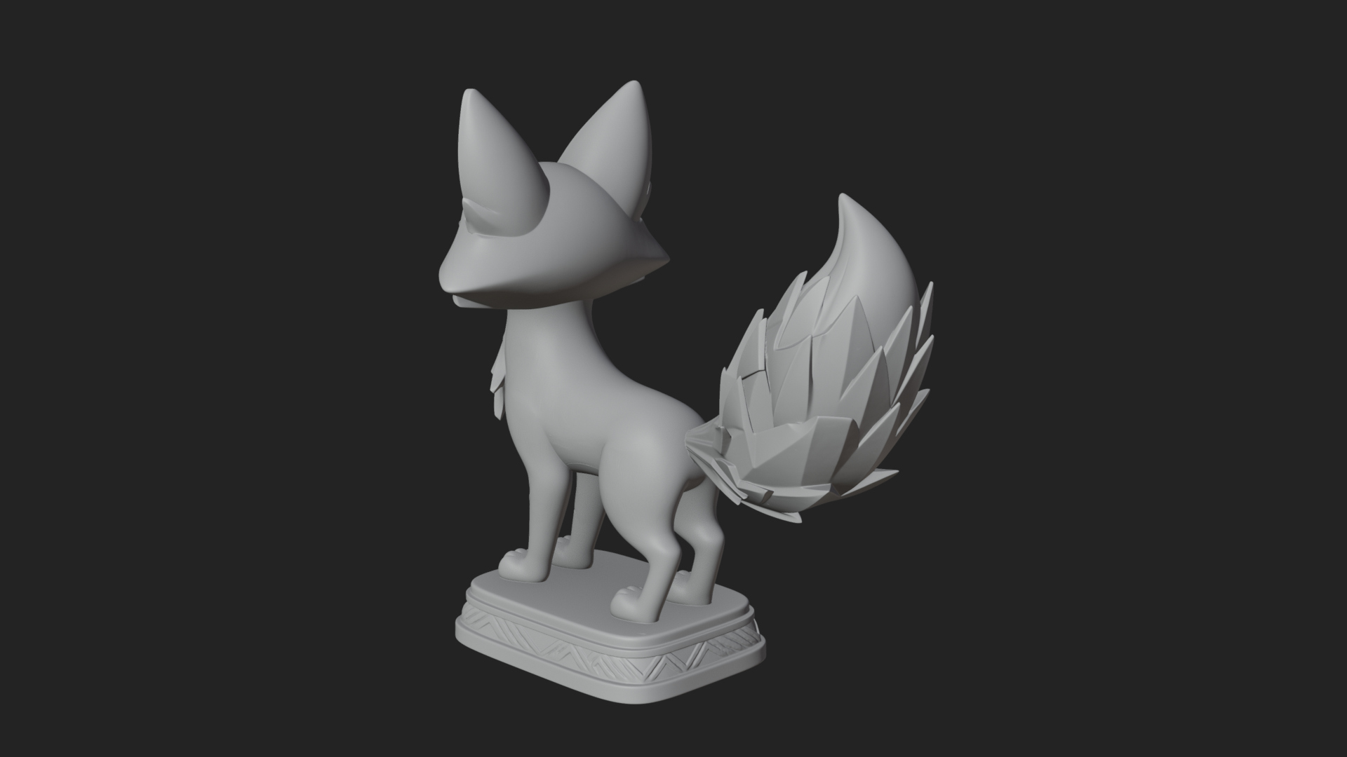 Cute Cartoon Fox Statue Design 4 3D Print Model 3D Model