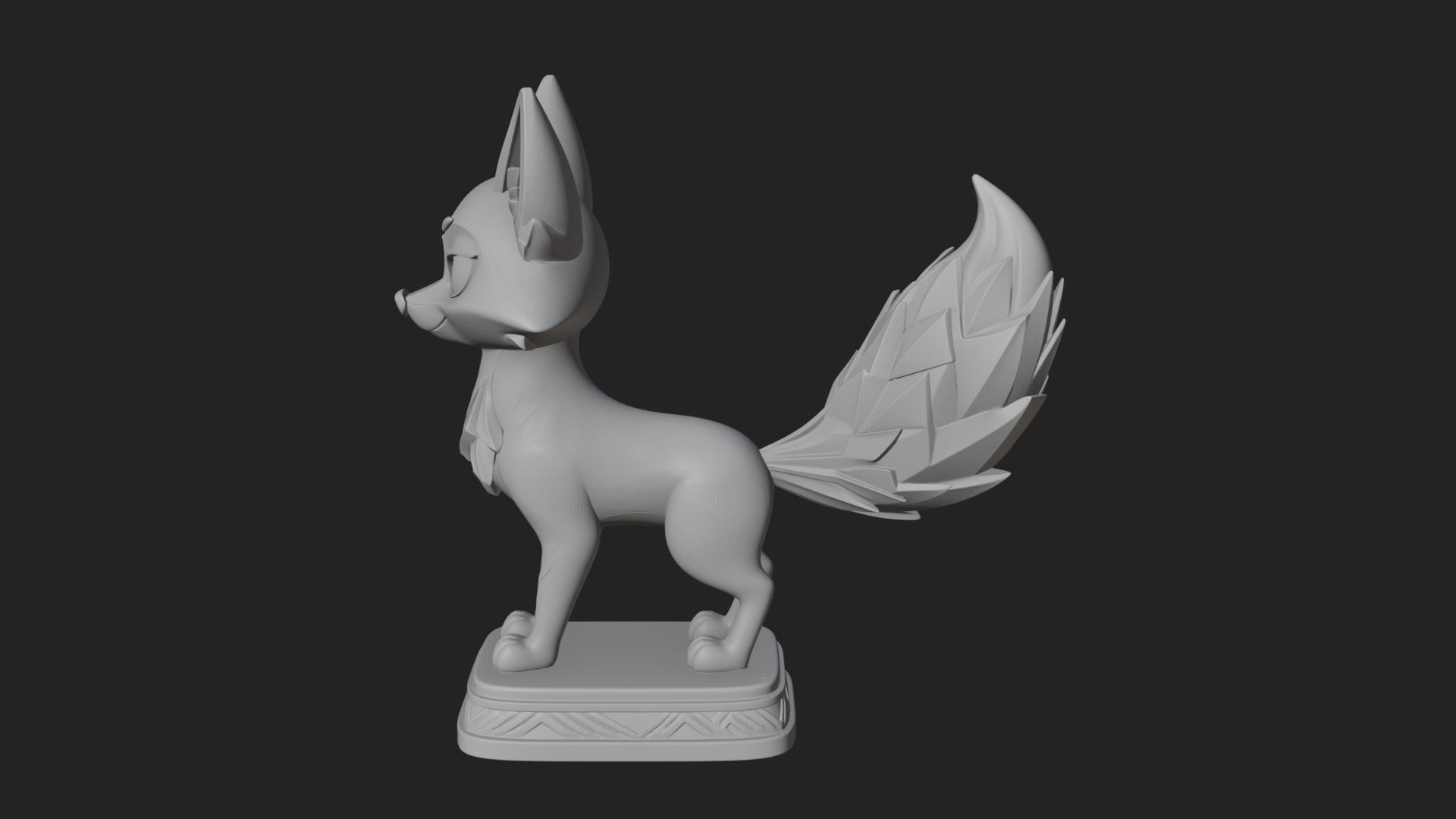Cute Cartoon Fox Statue Design 4 3D Print Model 3D Model