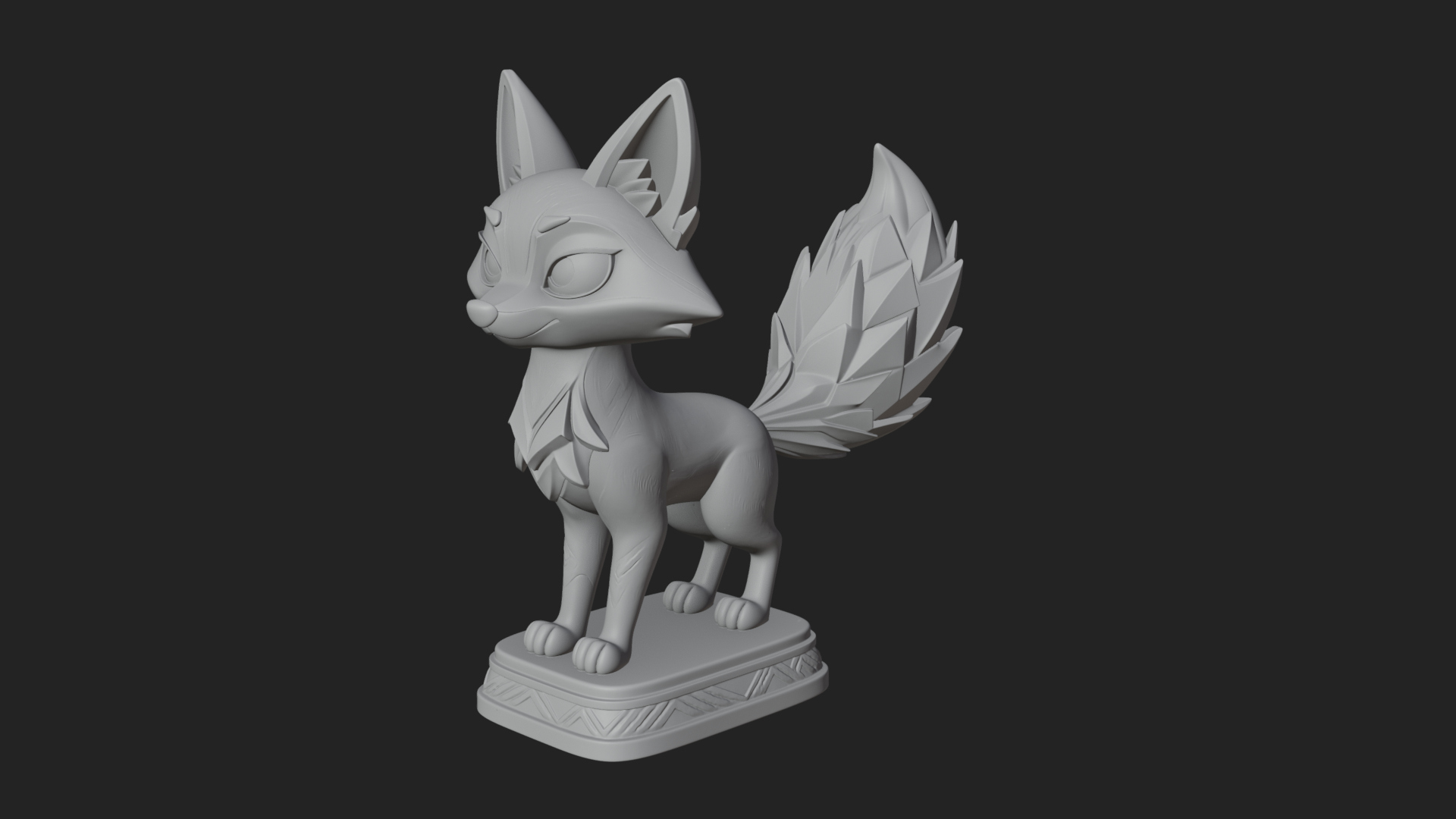 Cute Cartoon Fox Statue Design 4 3D Print Model 3D Model