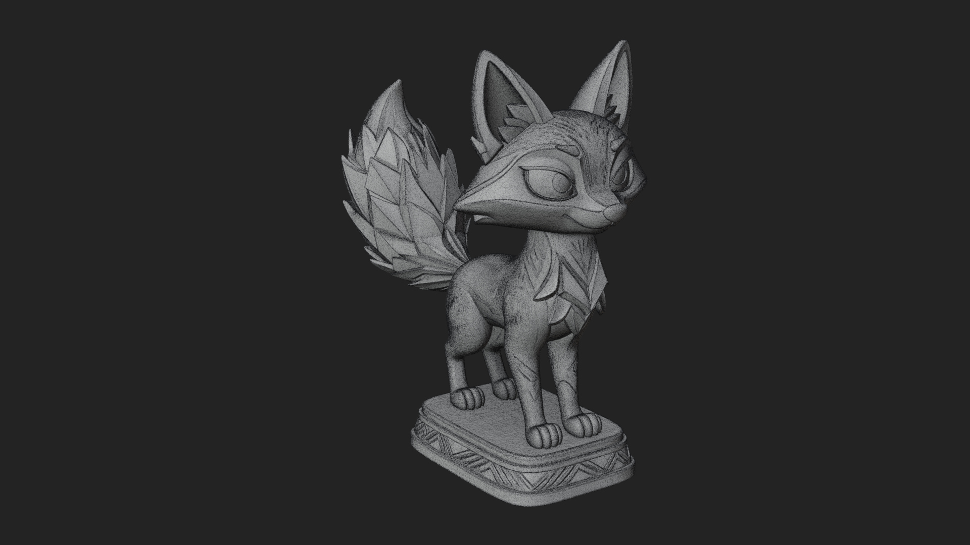 Cute Cartoon Fox Statue Design 4 3D Print Model 3D Model