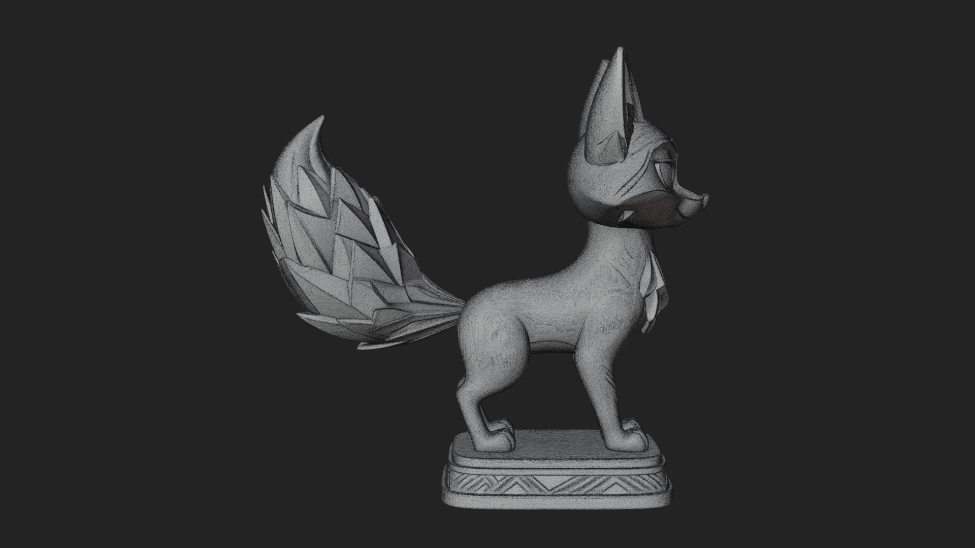Cute Cartoon Fox Statue Design 4 3D Print Model 3D Model
