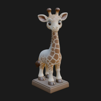 Cute Cartoon Giraffe Statue Design 1 3D Print Model