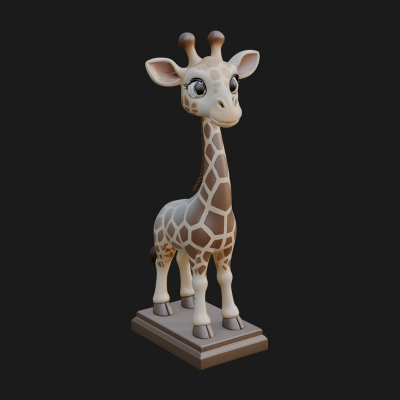 Cute Cartoon Giraffe Statue Design 2 3D Print Model