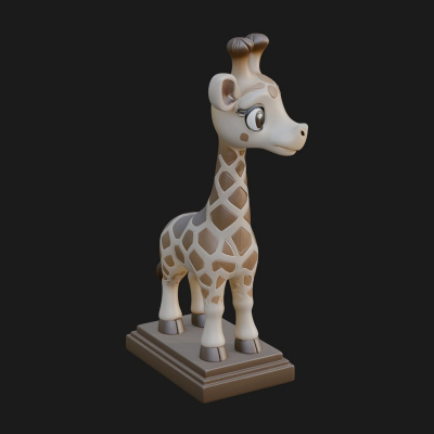 Cute Cartoon Giraffe Statue Design 4 3D Print Model