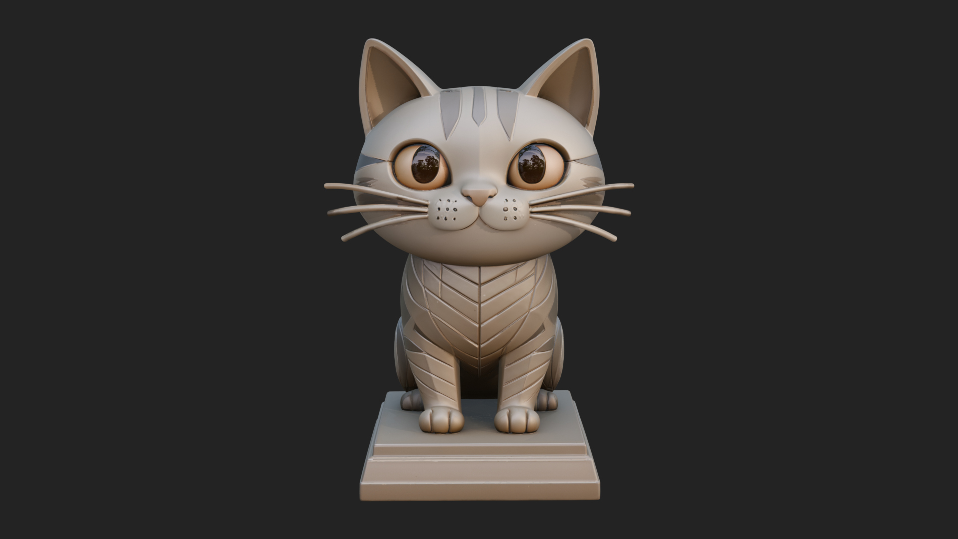 Cute Cartoon Kitten Statue Design 1 3D Print Model 3D Model