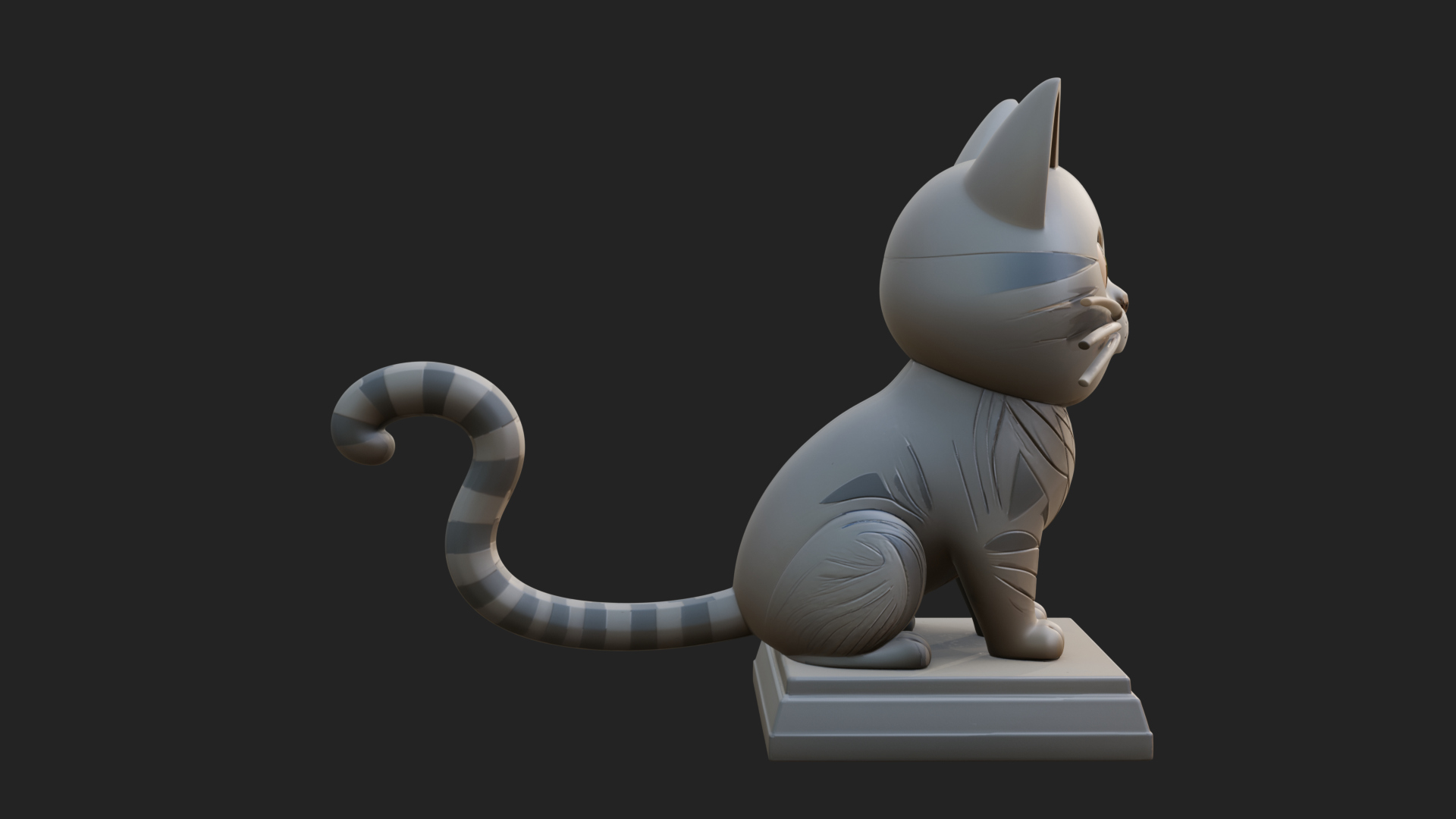 Cute Cartoon Kitten Statue Design 1 3D Print Model 3D Model