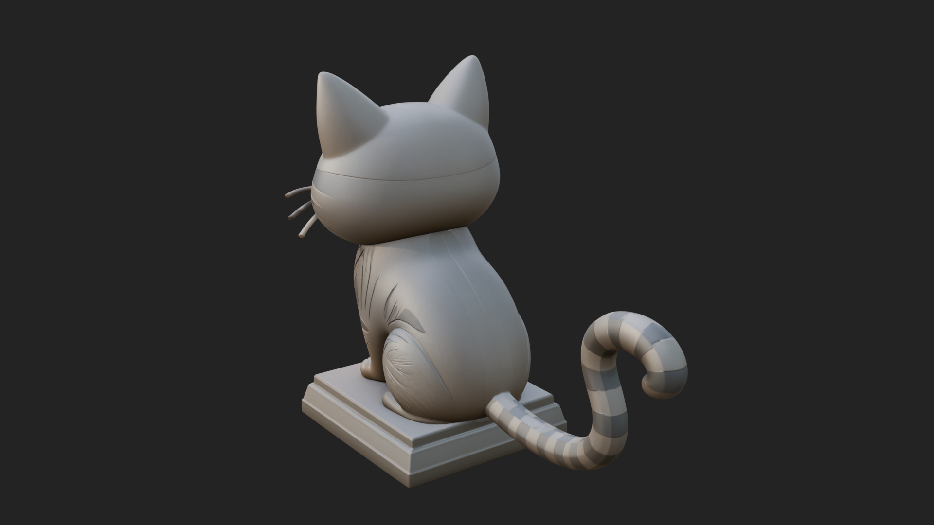 Cute Cartoon Kitten Statue Design 1 3D Print Model 3D Model
