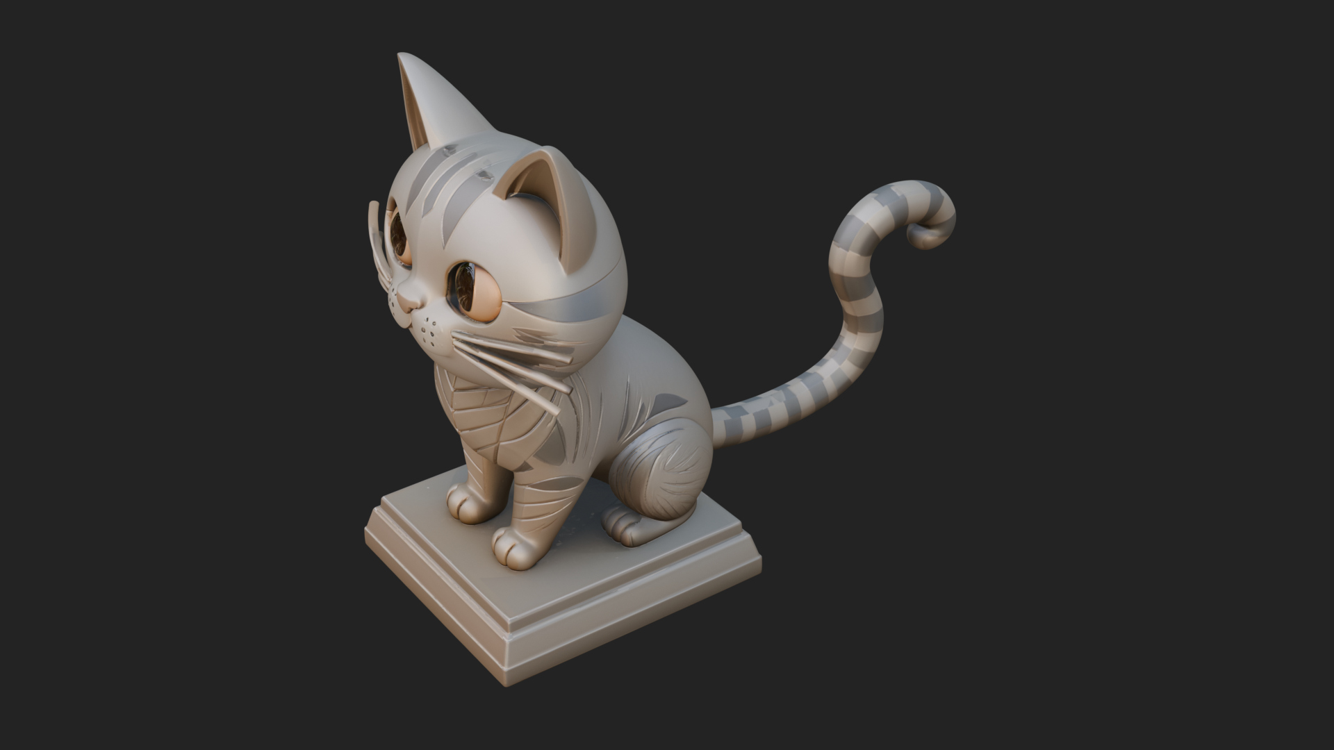 Cute Cartoon Kitten Statue Design 1 3D Print Model 3D Model