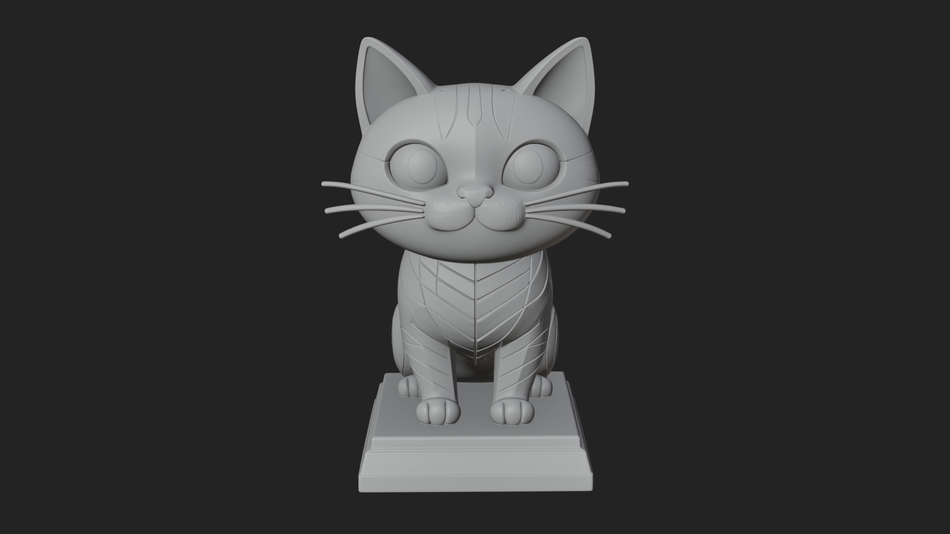 Cute Cartoon Kitten Statue Design 1 3D Print Model 3D Model