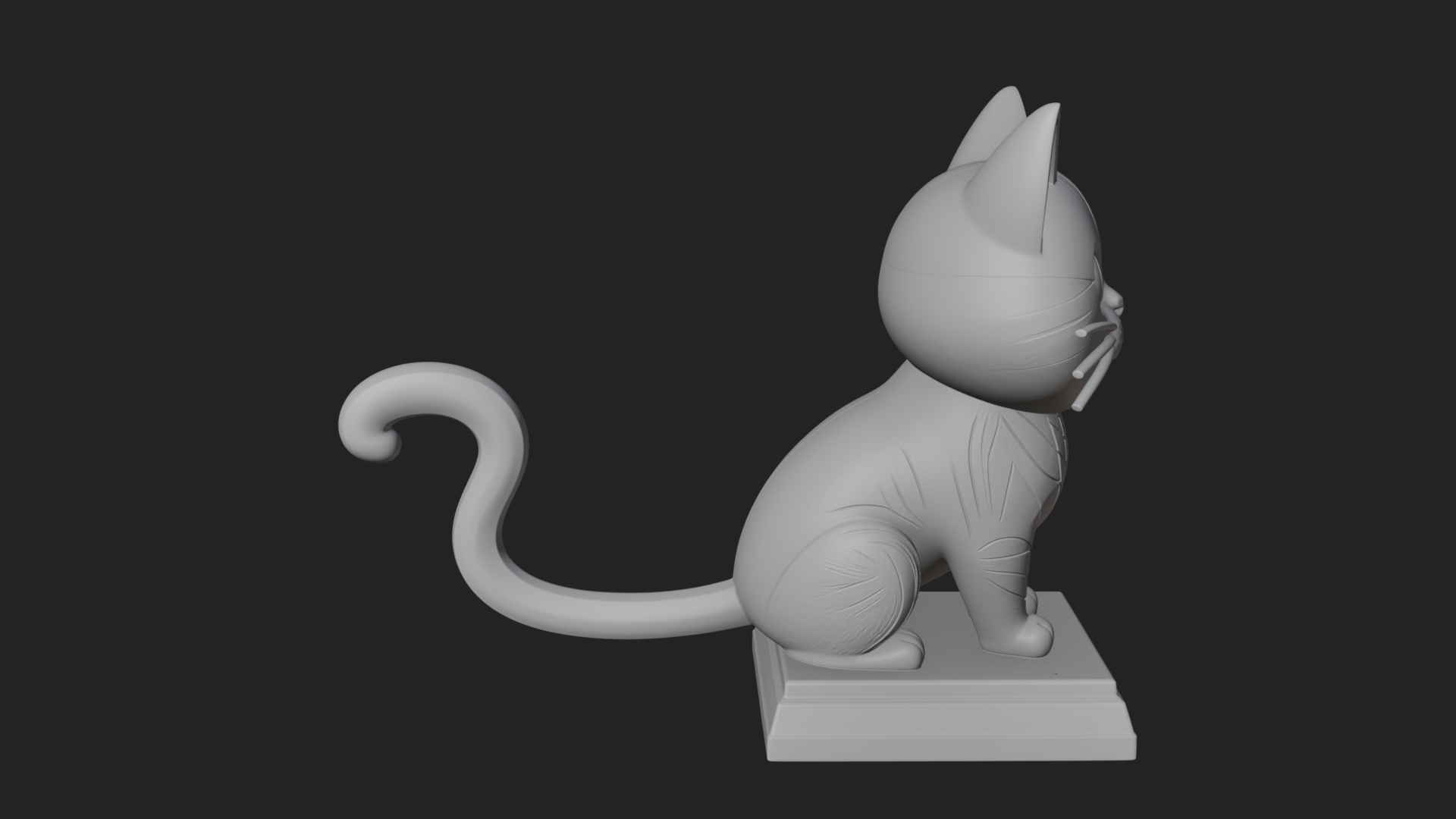 Cute Cartoon Kitten Statue Design 1 3D Print Model 3D Model