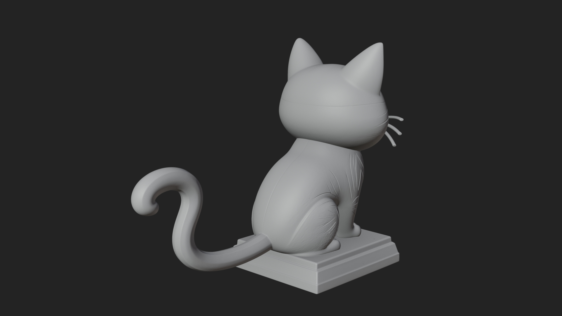 Cute Cartoon Kitten Statue Design 1 3D Print Model 3D Model
