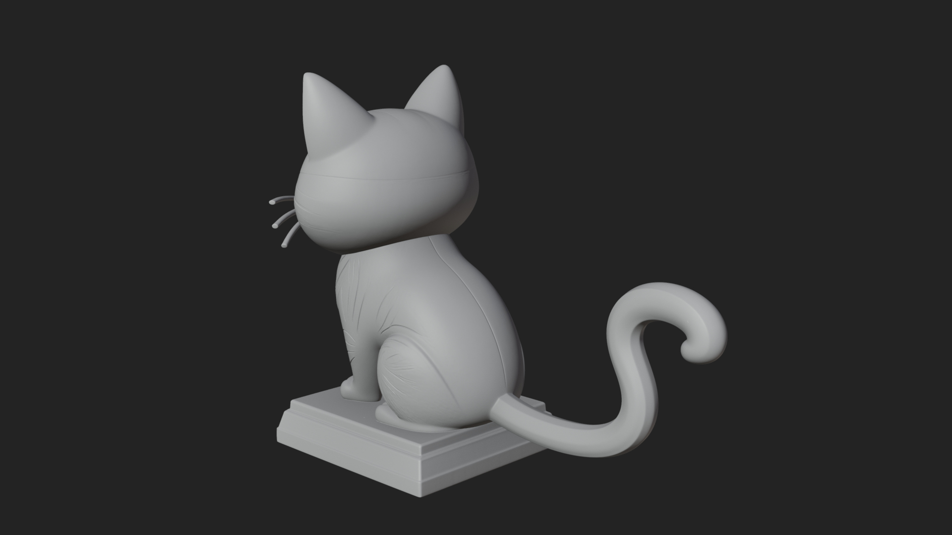 Cute Cartoon Kitten Statue Design 1 3D Print Model 3D Model