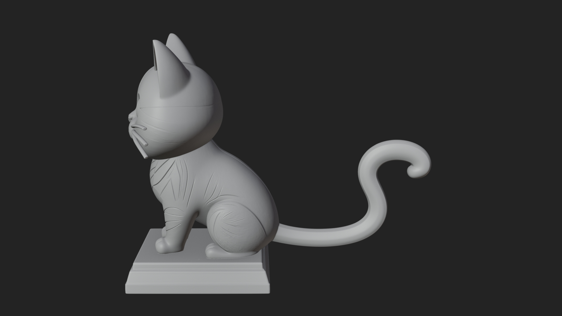 Cute Cartoon Kitten Statue Design 1 3D Print Model 3D Model