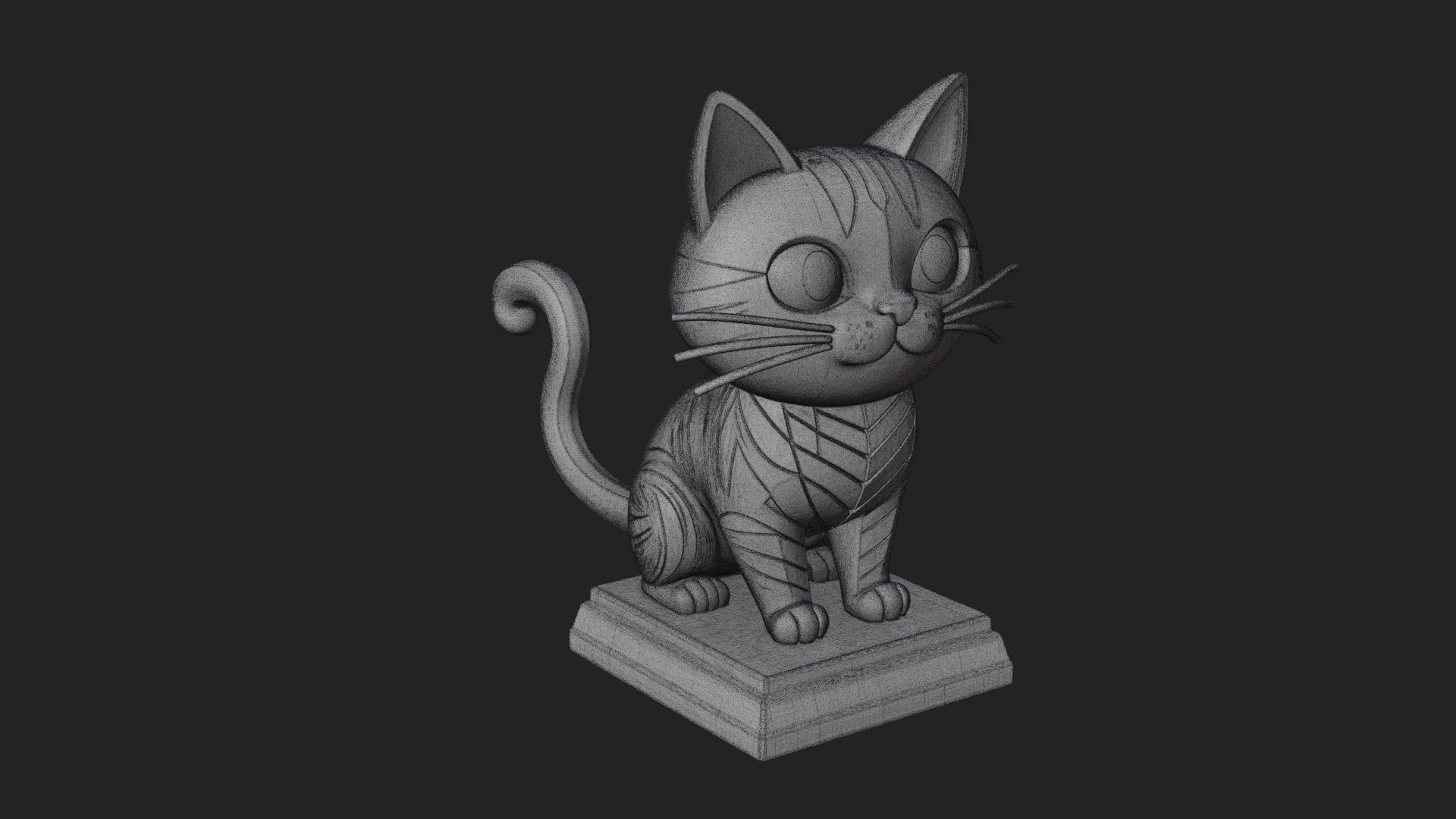 Cute Cartoon Kitten Statue Design 1 3D Print Model 3D Model