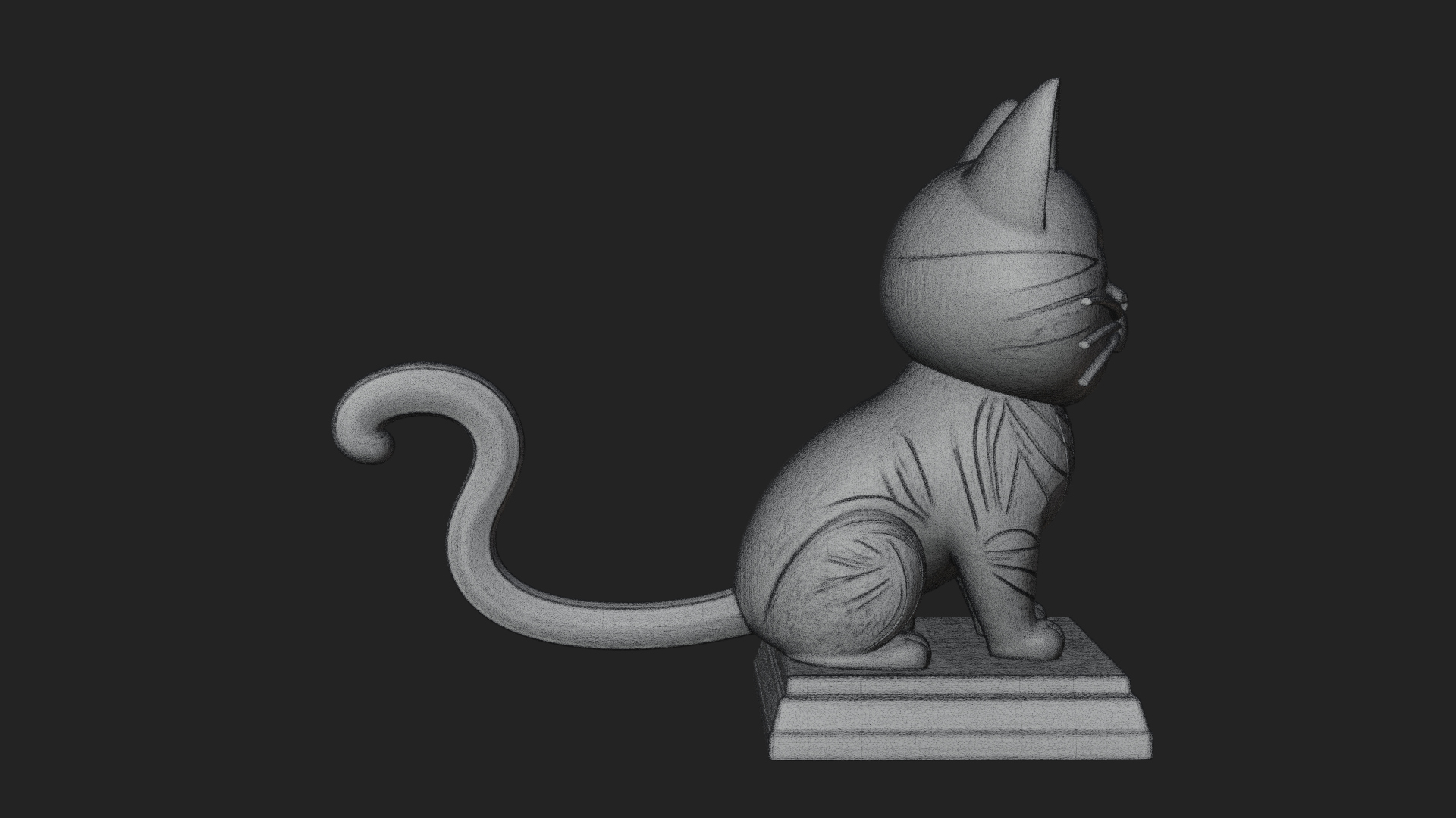 Cute Cartoon Kitten Statue Design 1 3D Print Model 3D Model