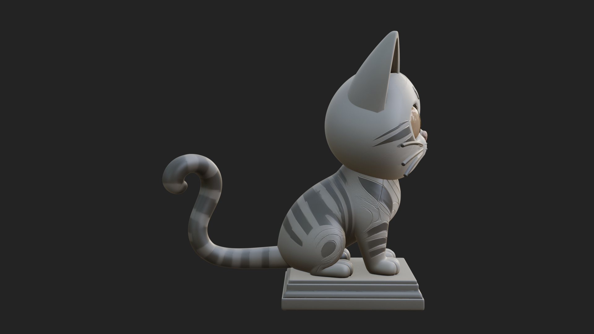 Cute Cartoon Kitten Statue Design 2 3D Print Model 3D Model