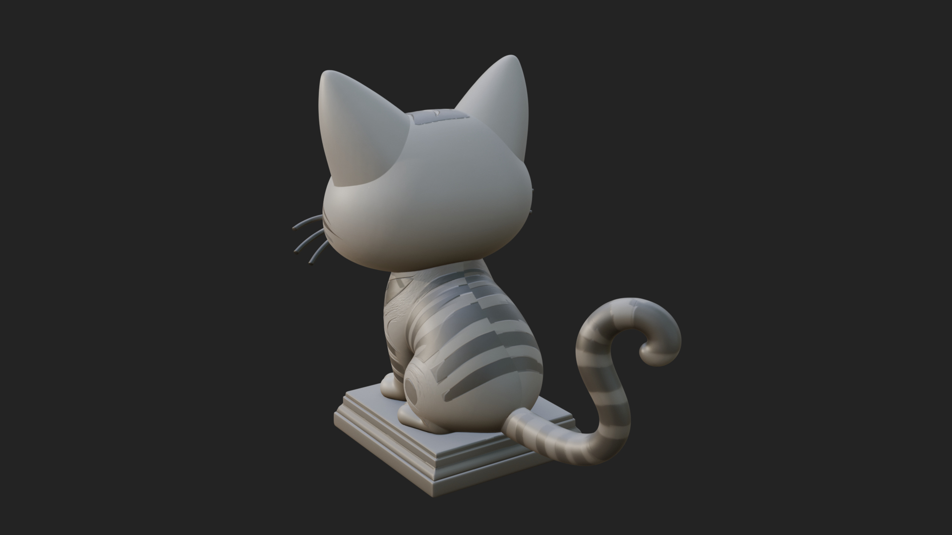 Cute Cartoon Kitten Statue Design 2 3D Print Model 3D Model