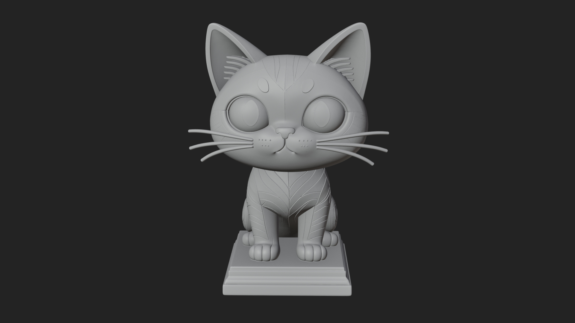 Cute Cartoon Kitten Statue Design 2 3D Print Model 3D Model