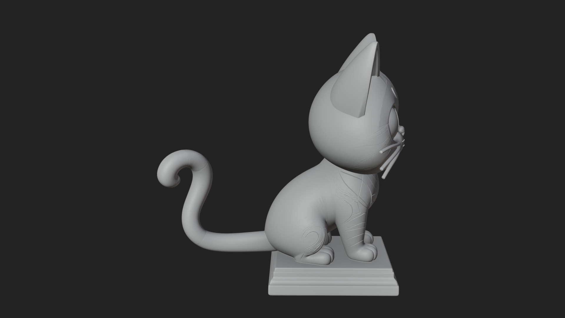 Cute Cartoon Kitten Statue Design 2 3D Print Model 3D Model