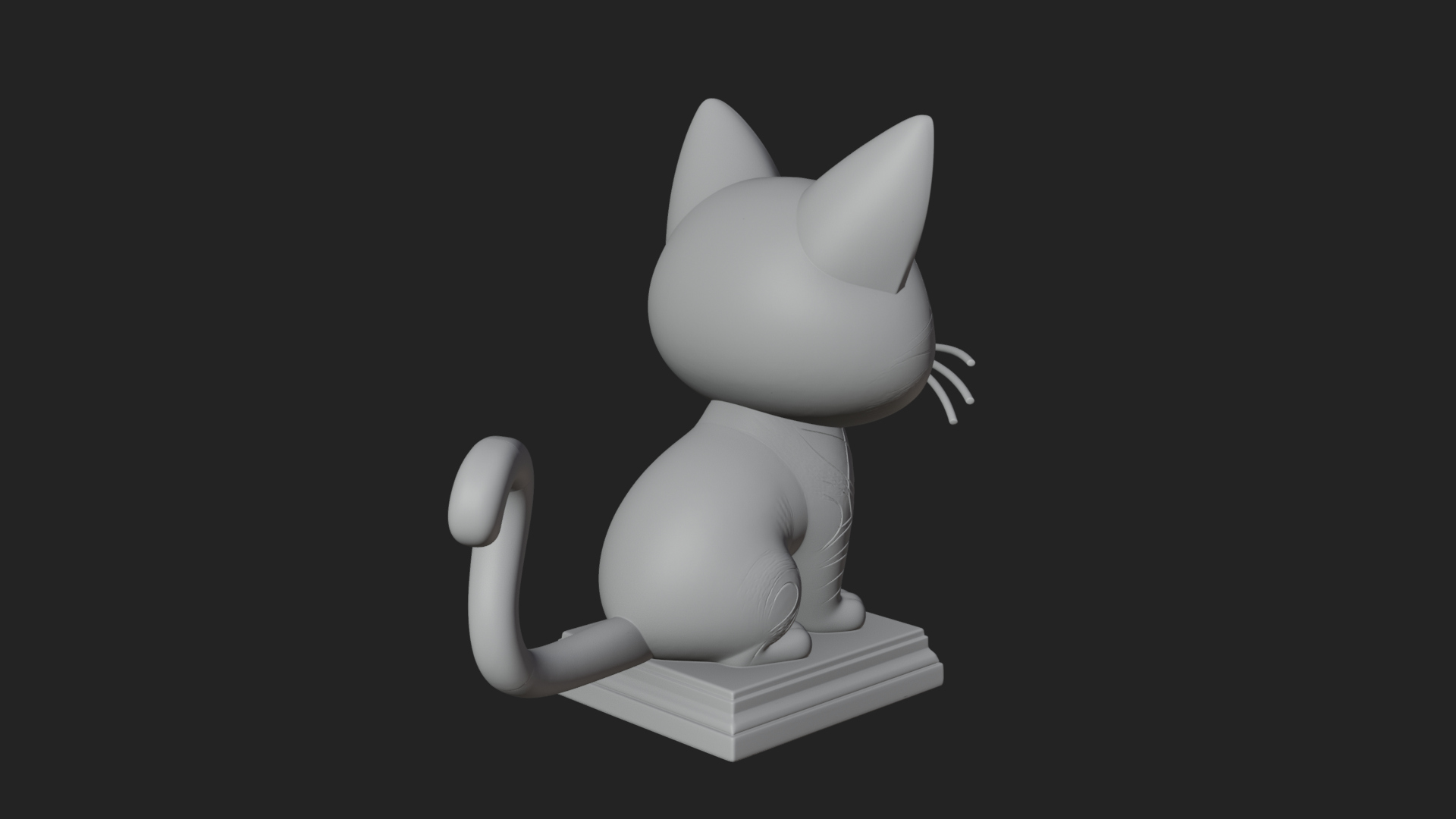 Cute Cartoon Kitten Statue Design 2 3D Print Model 3D Model