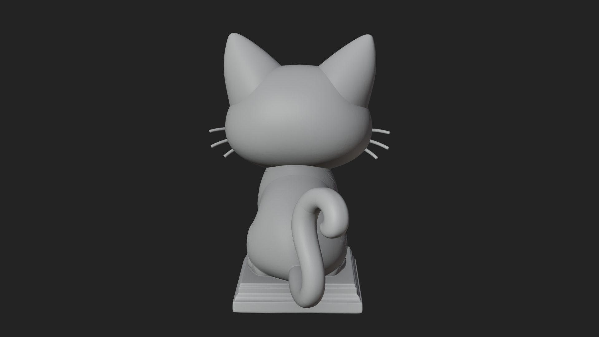 Cute Cartoon Kitten Statue Design 2 3D Print Model 3D Model