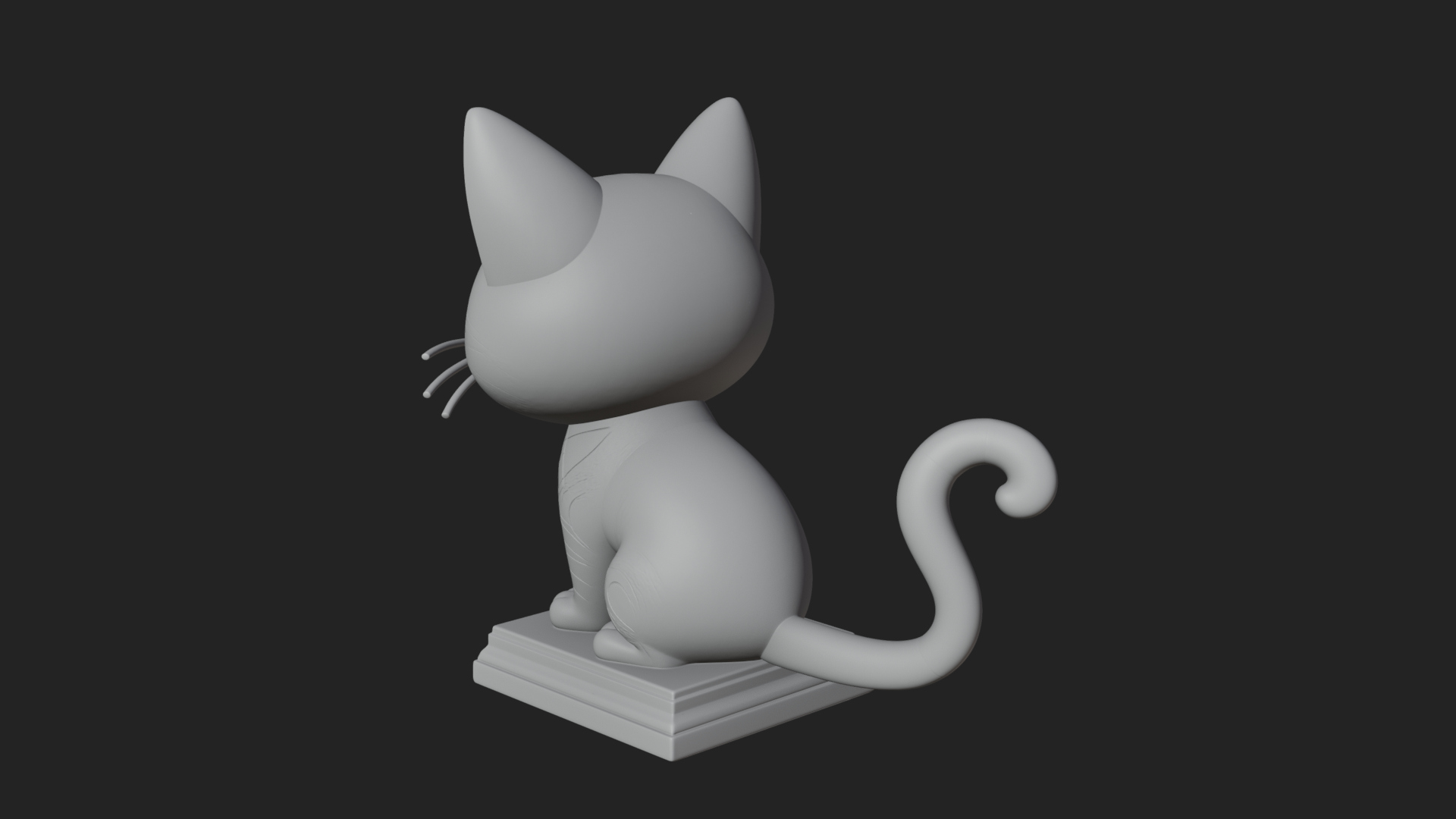 Cute Cartoon Kitten Statue Design 2 3D Print Model 3D Model
