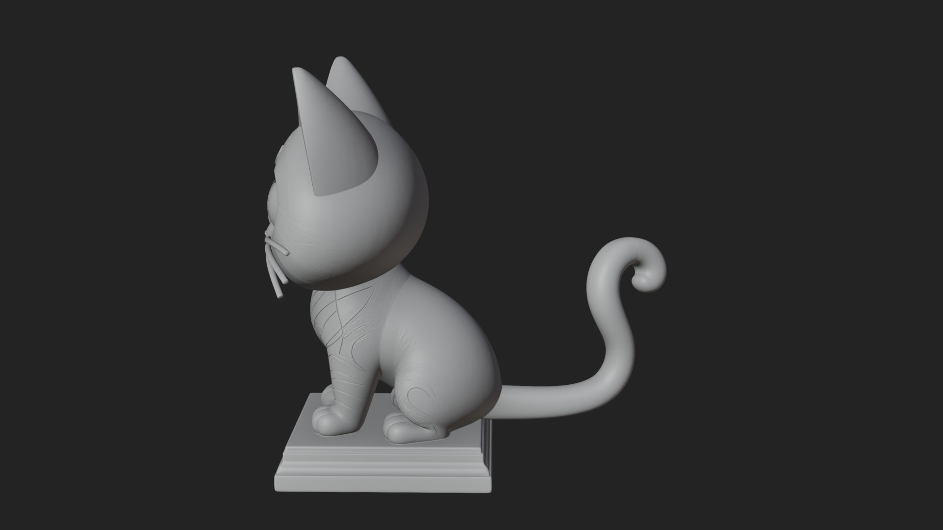 Cute Cartoon Kitten Statue Design 2 3D Print Model 3D Model