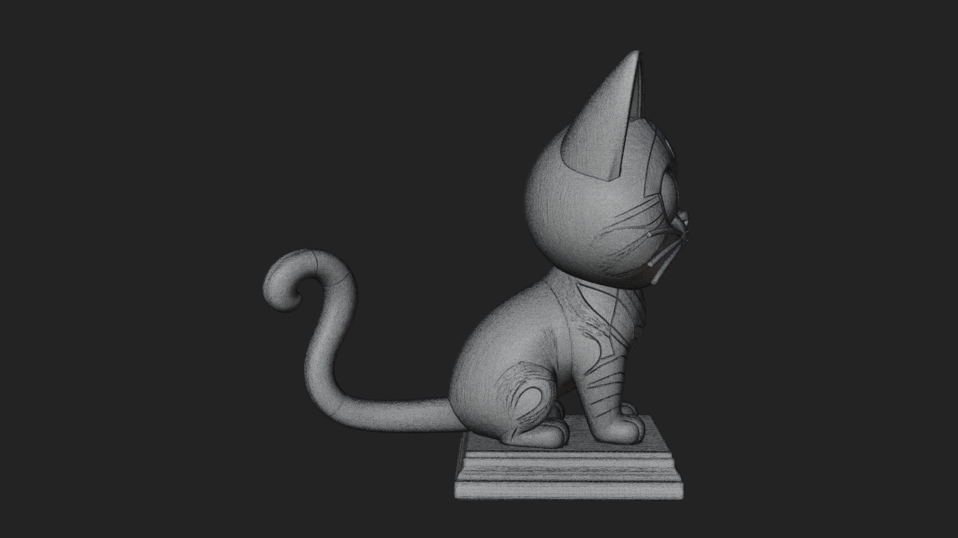 Cute Cartoon Kitten Statue Design 2 3D Print Model 3D Model