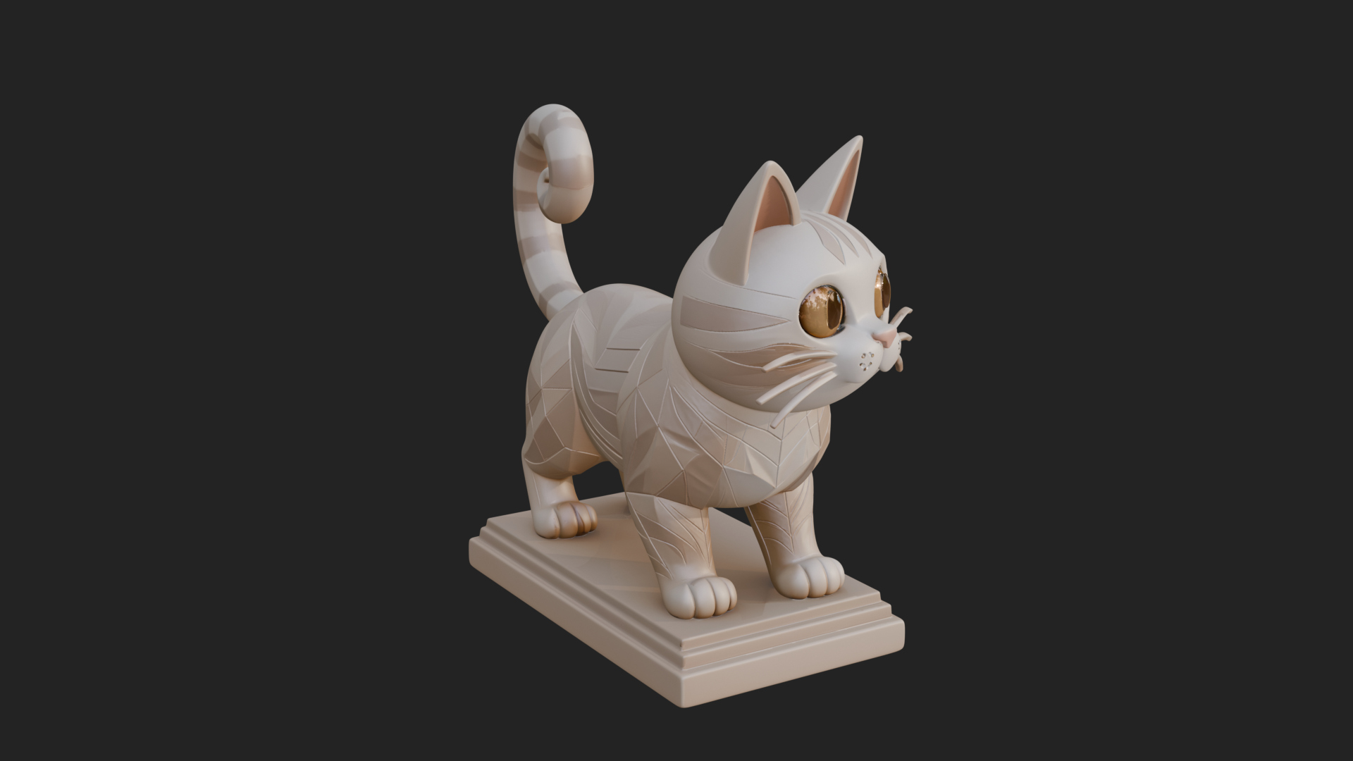 Cute Cartoon Kitten Statue Design 3 3D Print Model 3D Model