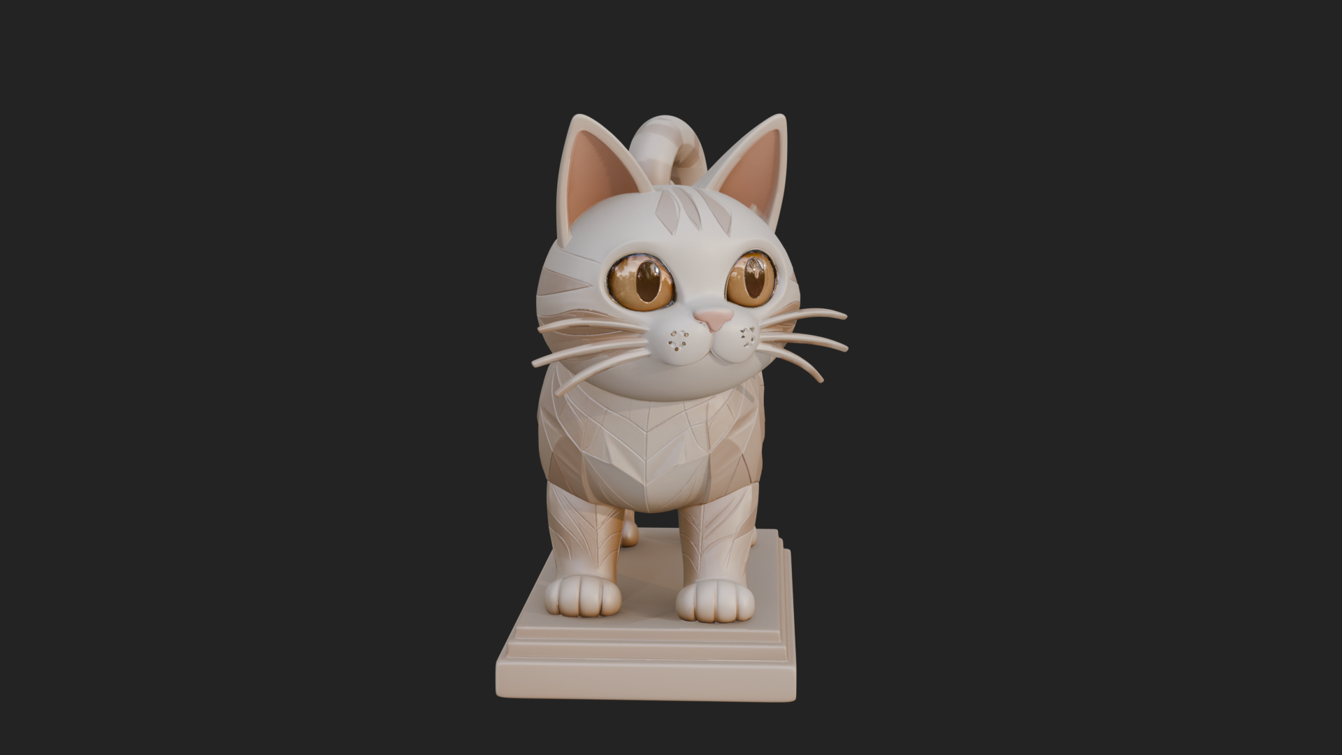 Cute Cartoon Kitten Statue Design 3 3D Print Model 3D Model