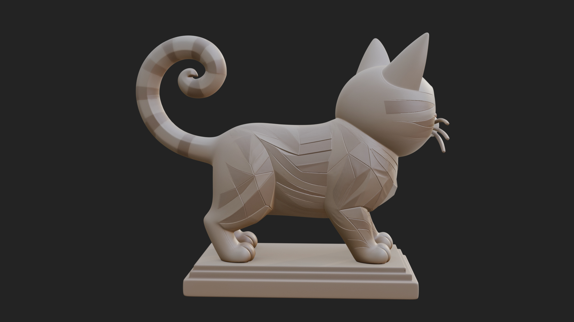 Cute Cartoon Kitten Statue Design 3 3D Print Model 3D Model