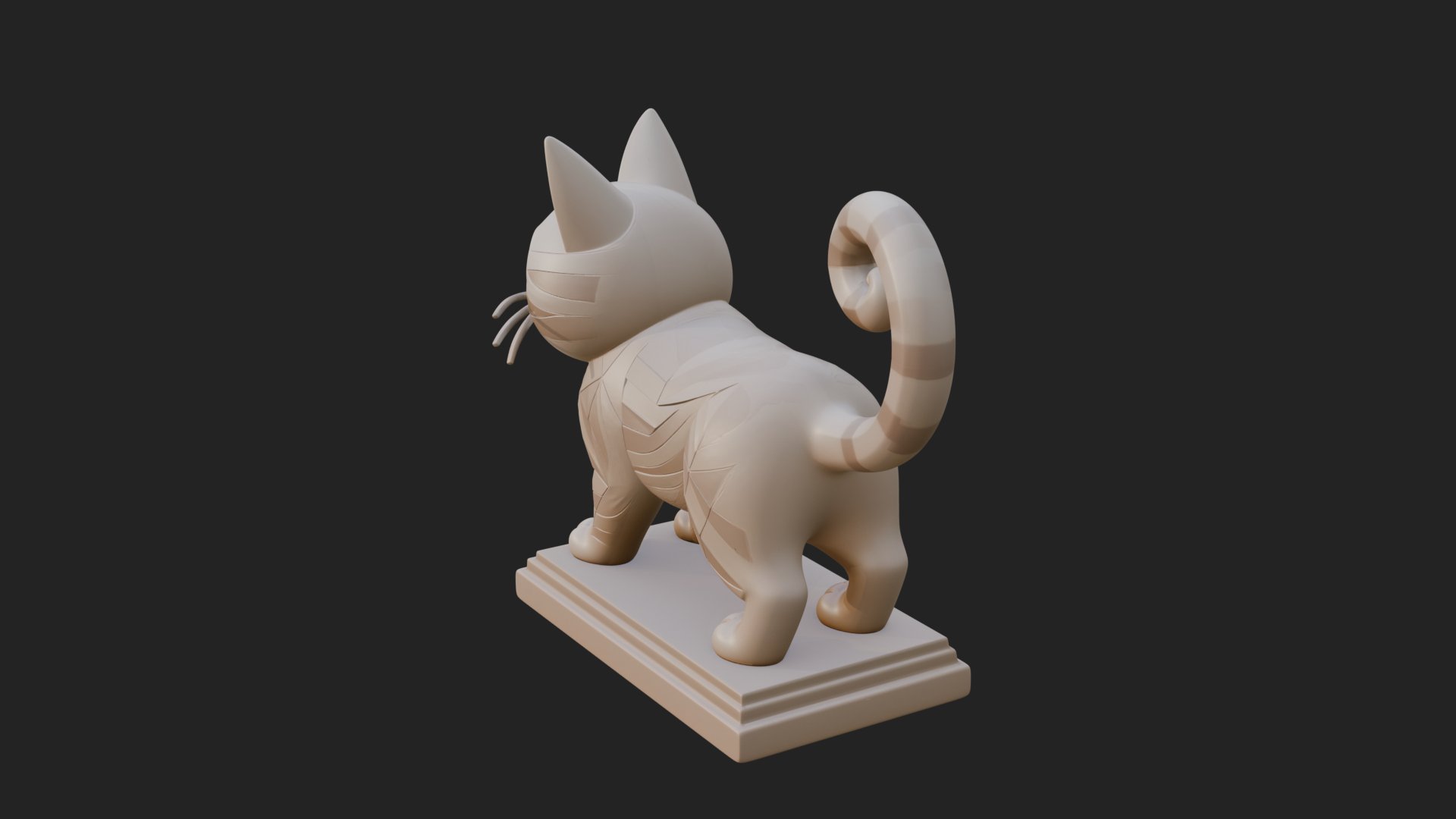 Cute Cartoon Kitten Statue Design 3 3D Print Model 3D Model