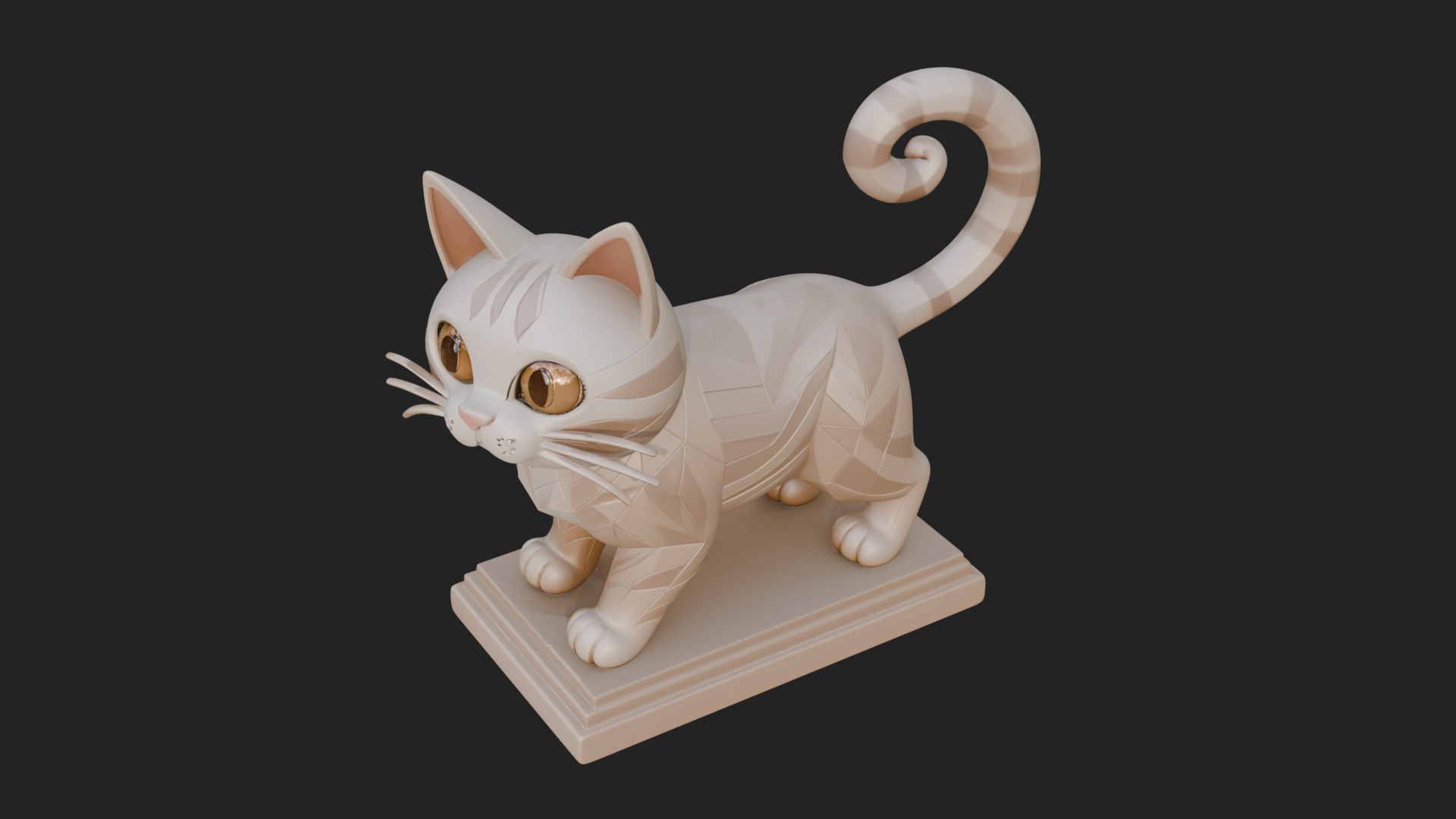 Cute Cartoon Kitten Statue Design 3 3D Print Model 3D Model