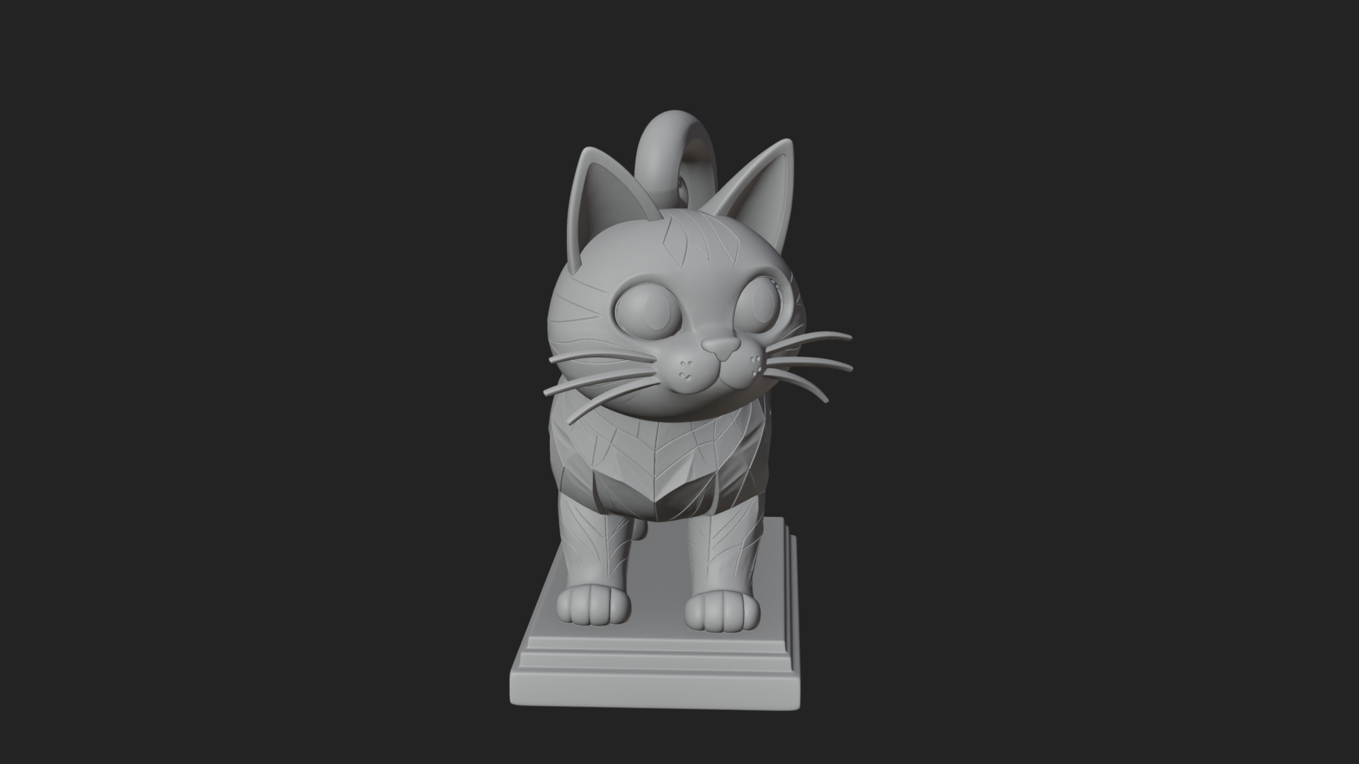 Cute Cartoon Kitten Statue Design 3 3D Print Model 3D Model