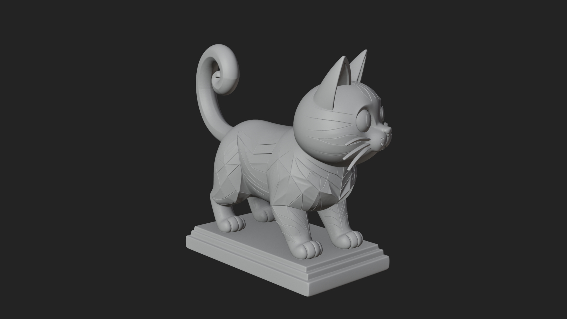 Cute Cartoon Kitten Statue Design 3 3D Print Model 3D Model