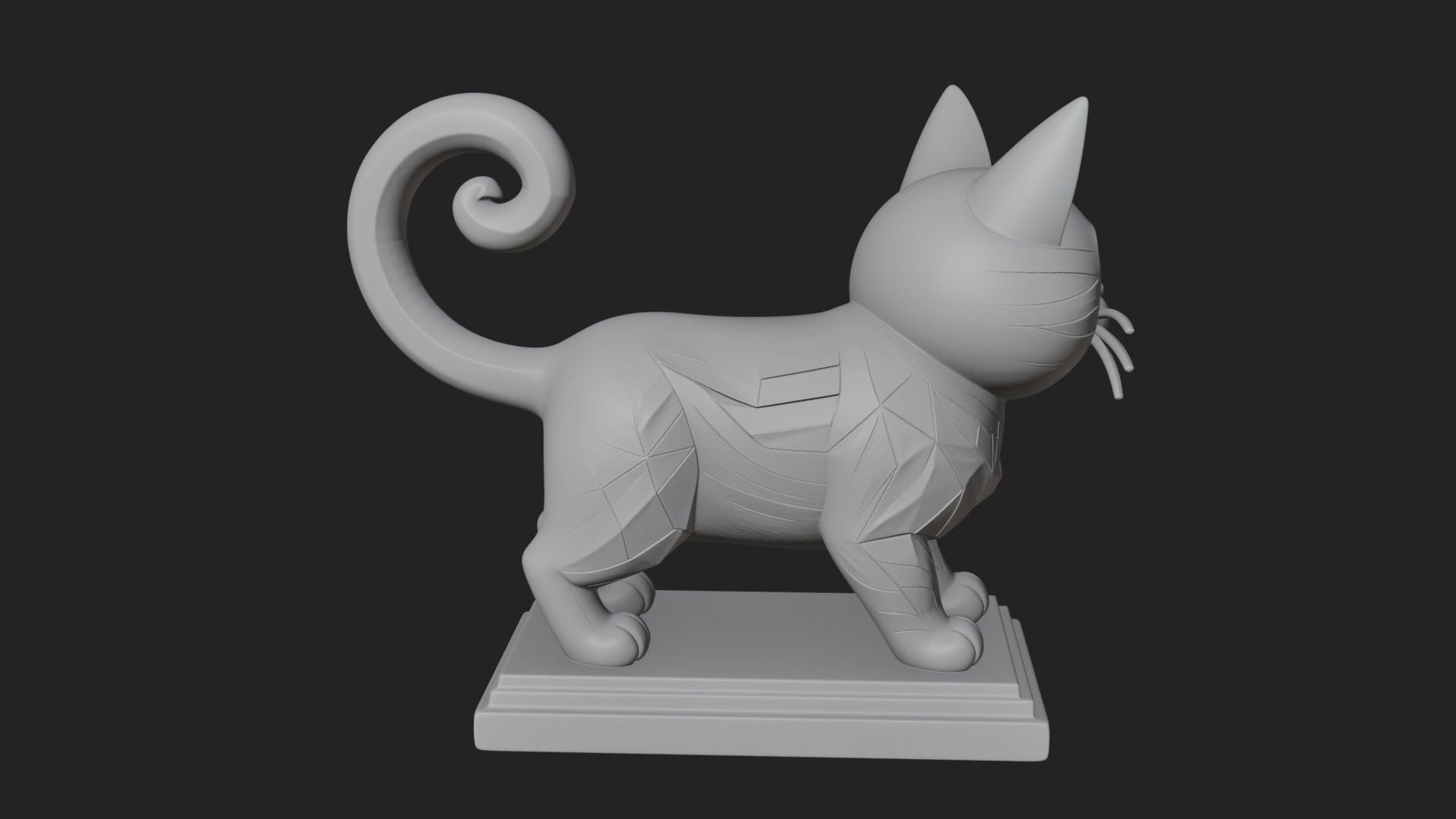 Cute Cartoon Kitten Statue Design 3 3D Print Model 3D Model