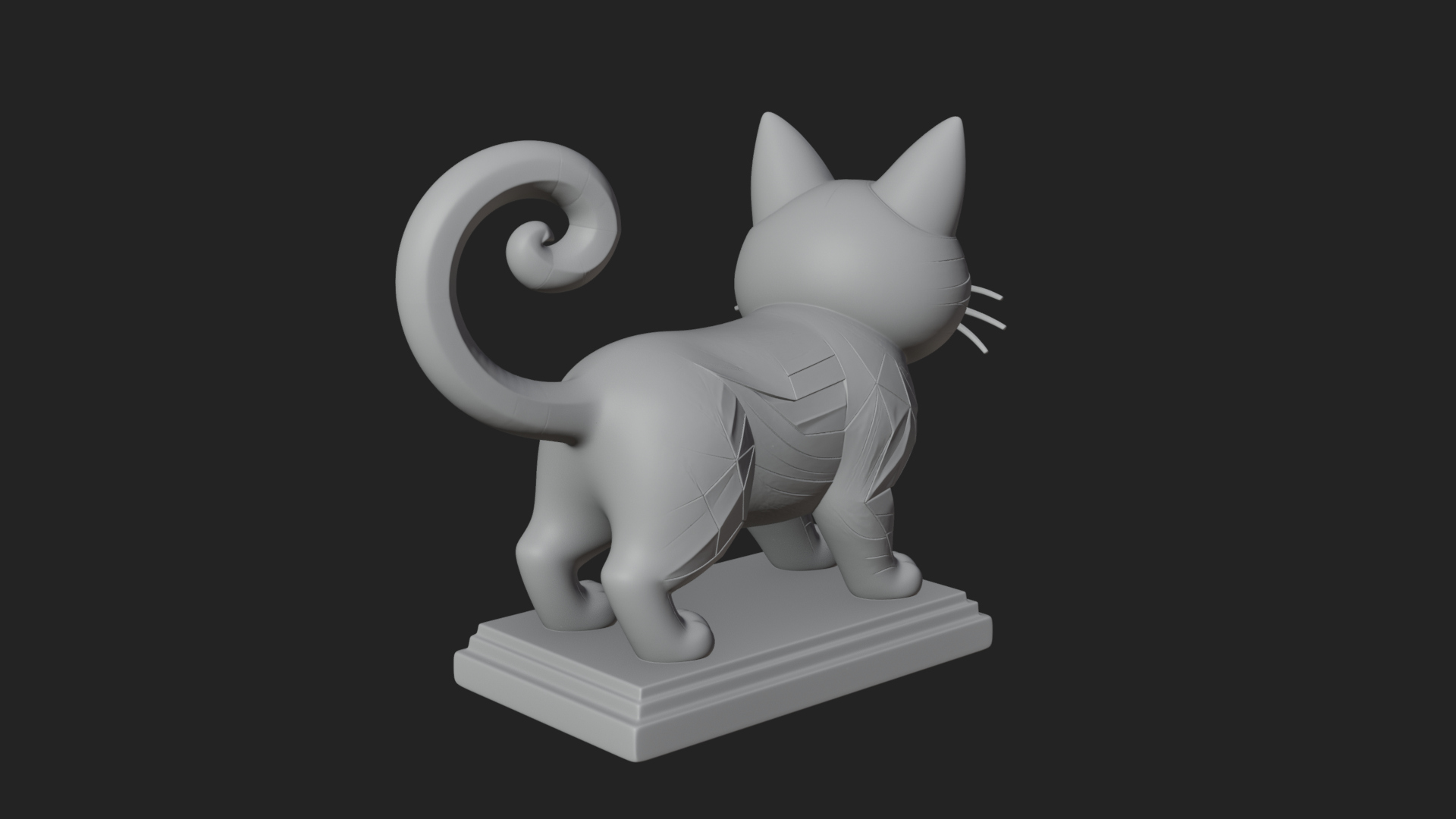 Cute Cartoon Kitten Statue Design 3 3D Print Model 3D Model