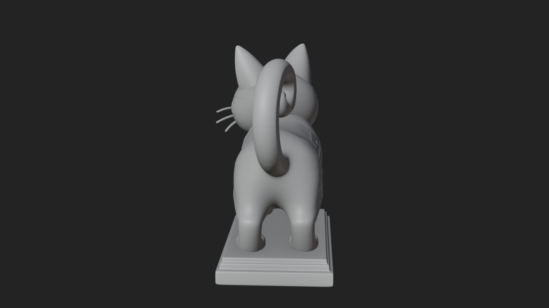 Cute Cartoon Kitten Statue Design 3 3D Print Model 3D Model