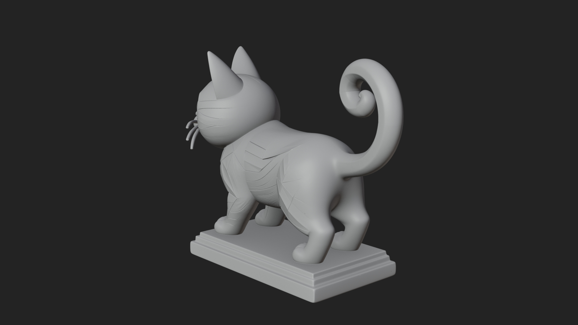 Cute Cartoon Kitten Statue Design 3 3D Print Model 3D Model