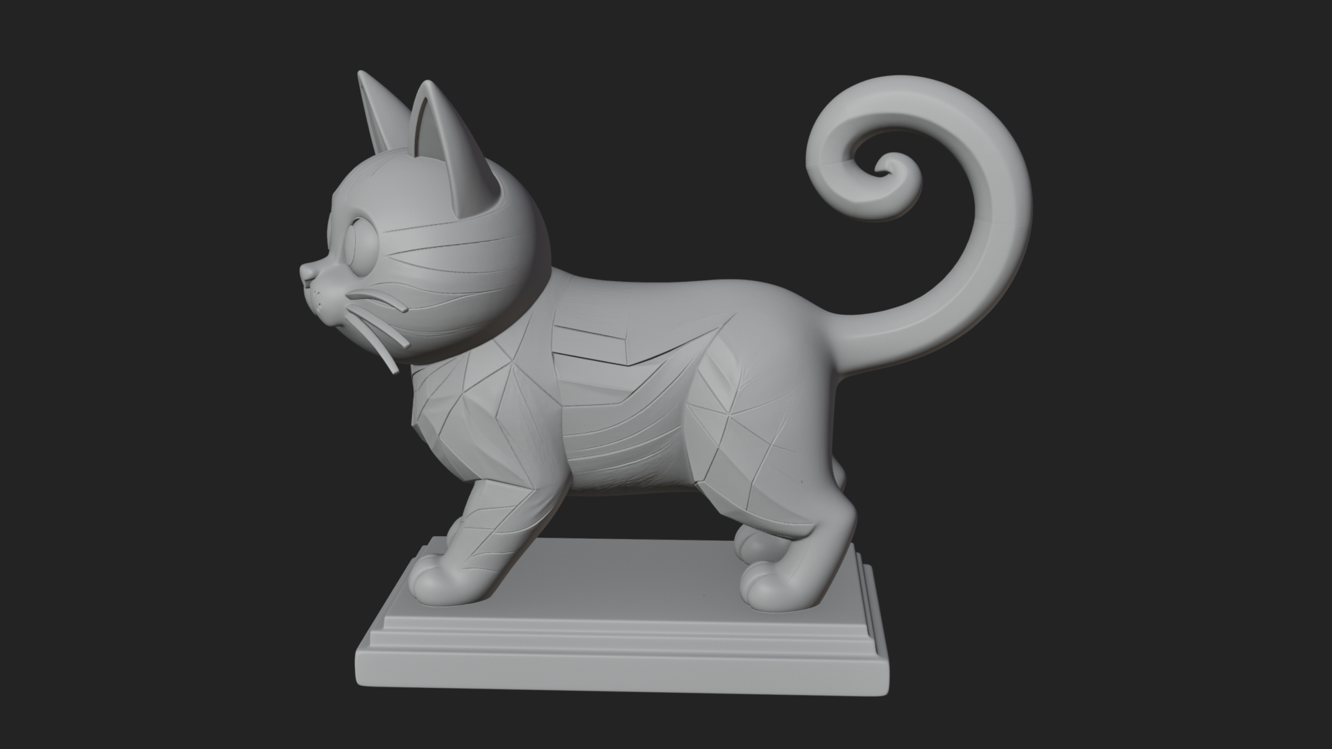 Cute Cartoon Kitten Statue Design 3 3D Print Model 3D Model